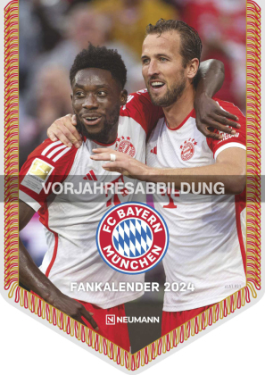 N NEUMANNVERLAGE - FC Bayern München 2025 Bannerkalender, 21x29,7cm, Fußballkalender mit Motiven der Stars, Fan-Kalender mit Fußball-Highlights, Spiralbindung und deutsches Kalendarium