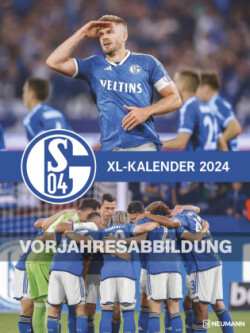 N NEUMANNVERLAGE - FC Schalke 04 2025 Posterkalender, 45x48cm, Fußball-Kalender mit Motiven der Stars, Fan-Kalender mit Fußball-Highlights, Spiralbindung und internationales Kalendarium