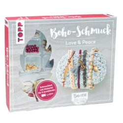 Boho-Schmuckset Love & Peace (Dunkelrot/Grau)