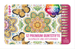 Colorful World Designdose mit 12 Buntstiften