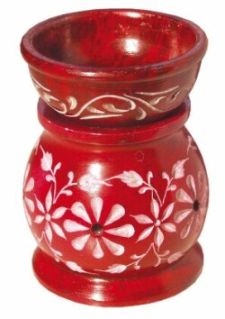 Aromalampe "Blume" Speckstein rot 6 x 9 cm