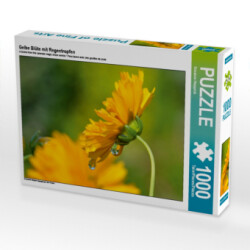 CALVENDO Puzzle Gelbe Blüte mit Regentropfen 1000 Teile Lege-Größe 64 x 48 cm Foto-Puzzle Bild von Susanne Herppich