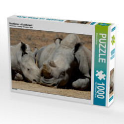 CALVENDO Puzzle Nashörner - Kuschelzeit 1000 Teile Lege-Größe 64 x 48 cm Foto-Puzzle Bild von Michael Herzog