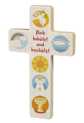 Holzkreuz »Bleib behütet und beschützt«