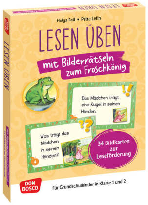 Lesen üben mit Bilderrätseln zum Froschkönig. 34 Bildkarten zur Leseförderung