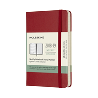 2019 Moleskine Notebook Scarlet Red Pocket Weekly 18-month Diary Hard