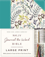 NKJV, Journal the Word Bible, Large Print, Cloth over Board, Blue Floral, Red Letter