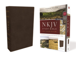 NKJV Study Bible, Premium Calfskin Leather, Brown, Full-Color, Comfort Print