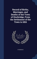 Record of Births, Marriages, and Deaths of the Town of Sturbridge, from the Settlement of the Town to 1816