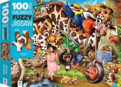 100-Piece Children's Fuzzy Jigsaw: Animal Mayhem