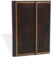 Black Moroccan (Old Leather Collection) Midi Lined Hardcover Journal (Wrap Closure)