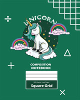 Unicorn Square Grid, Graph Paper Composition Notebook, 100 Sheets, Large 8 x 10 Inch, Quad Ruled Olive Green Cover
