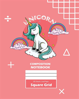 Unicorn Square Grid, Graph Paper Composition Notebook, 100 Sheets, Large 8 x 10 Inch, Quad Ruled Pink Cover