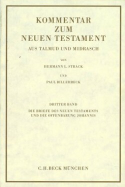 Kommentar zum Neuen Testament, 6 Bde., Bd. 3, Kommentar zum Neuen Testament aus Talmud und Midrasch  Bd. 3: Die Briefe des Neuen Testaments und die Offenbarung Johannis