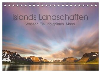 Islands Landschaften - Wasser, Eis und grünes Moos (Tischkalender 2025 DIN A5 quer), CALVENDO Monatskalender