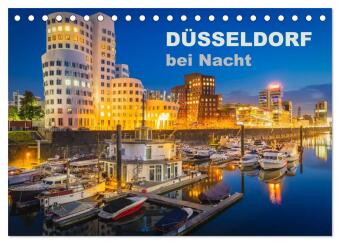 Düsseldorf bei Nacht (Tischkalender 2025 DIN A5 quer), CALVENDO Monatskalender