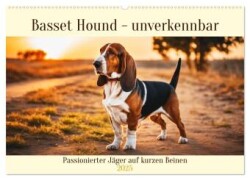 Basset Hound - unverkennbar (Wandkalender 2025 DIN A2 quer), CALVENDO Monatskalender
