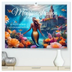 Meerjungfrauen in mystischen Unterwasserwelten (hochwertiger Premium Wandkalender 2025 DIN A2 quer), Kunstdruck in Hochglanz