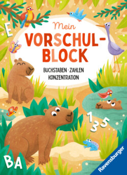 Ravensburger Mein Vorschul-Block: Buchstaben, Zahlen, Konzentration, Rätselblock ab 5 Jahre für die Vorschule, Vorbereitung auf die Einschulung