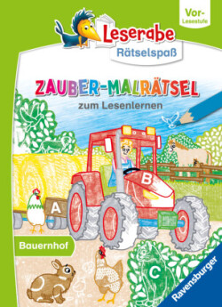 Ravensburger Leserabe Zauber-Malrätsel zum Lesenlernen: Bauernhof (Vor-Lesestufe), Malen auf Zauberpapier, Rätsel, Lesen lernen Vorschule, Rätselbuch ab 5 Jahre