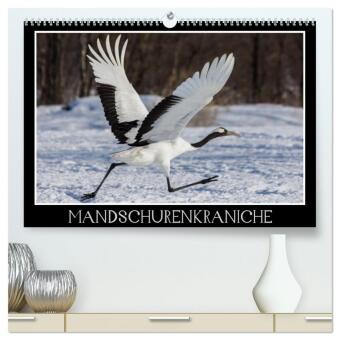 Mandschurenkraniche (hochwertiger Premium Wandkalender 2026 DIN A2 quer), Kunstdruck in Hochglanz