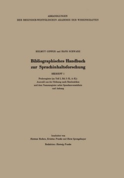 Bibliographisches Handbuch zur Sprachinhaltsforschung Beiheft 1
