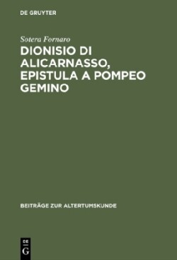 Dionisio di Alicarnasso, Epistula a Pompeo Gemino