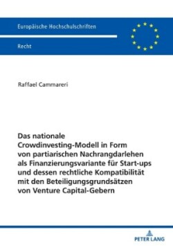 nationale Crowdinvesting-Modell in Form von partiarischen Nachrangdarlehen als Finanzierungsvariante fuer Startups und dessen rechtliche Kompatibilitaet mit den Beteiligungsgrundsaetzen von Venture Capital-Gebern