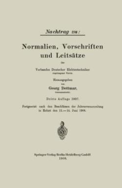 Nachtrag zu: Normalien, Vorschriften und Leitsätze des Verbandes Deutscher Elektrotechniker