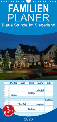 Familienplaner Blaue Stunde im Siegerland (Wandkalender 2023 , 21 cm x 45 cm, hoch)