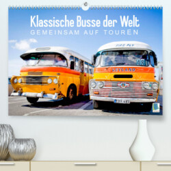 Klassische Busse der Welt: Gemeinsam auf Touren (Premium, hochwertiger DIN A2 Wandkalender 2023, Kunstdruck in Hochglanz)