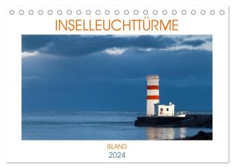Inselleuchttürme Island (Tischkalender 2024 DIN A5 quer), CALVENDO Monatskalender