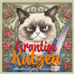 Grumpy Cats Grayscale Coloring Book for Adults