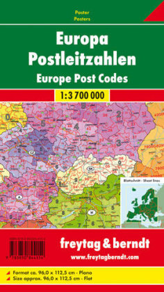 Europe Post Codes Map Flat in a Tube 1:3 700 000