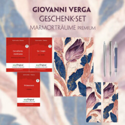 Giovanni Verga Geschenkset - 3 Bücher (mit Audio-Online) + Marmorträume Schreibset Premium, m. 3 Beilage, m. 3 Buch