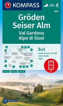 KOMPASS Wanderkarte 076 Gröden, Seiser Alm / Val Gardena, Alpe di Siusi 1:25.000