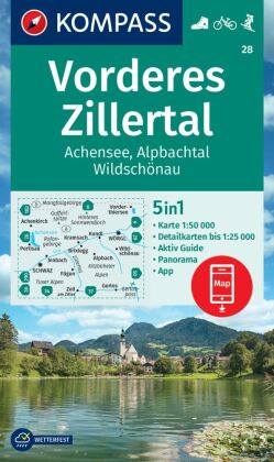 KOMPASS Wanderkarte 28 Vorderes Zillertal 1:50.000