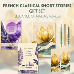 French Classical Short Stories (with audio-online) Readable Classics Geschenkset + Eleganz der Natur Schreibset Premium, m. 2 Beilage, m. 2 Buch