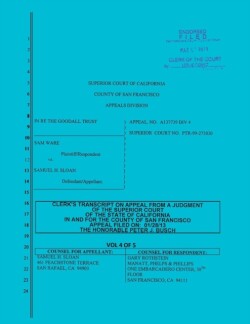 Sloan vs. Ware and Bank of America Clerk's Transcript on Appeal Vol. 4