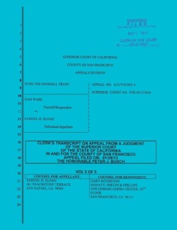 Sloan vs. Ware and Bank of America Clerk's Transcript on Appeal Vol. 5
