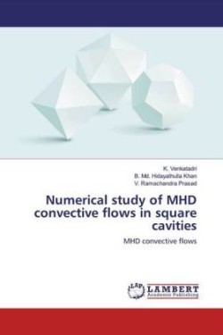 Numerical study of MHD convective flows in square cavities