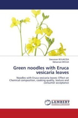 Green noodles with Eruca vesicaria leaves