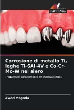 Corrosione di metallo Ti, leghe Ti-6Al-4V e Co-Cr-Mo-W nel siero