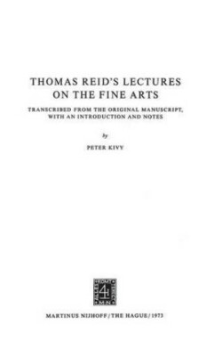 Thomas Reid’s Lectures on the Fine Arts
