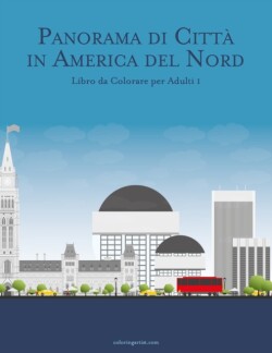 Panorama di Città in America del Nord Libro da Colorare per Adulti 1